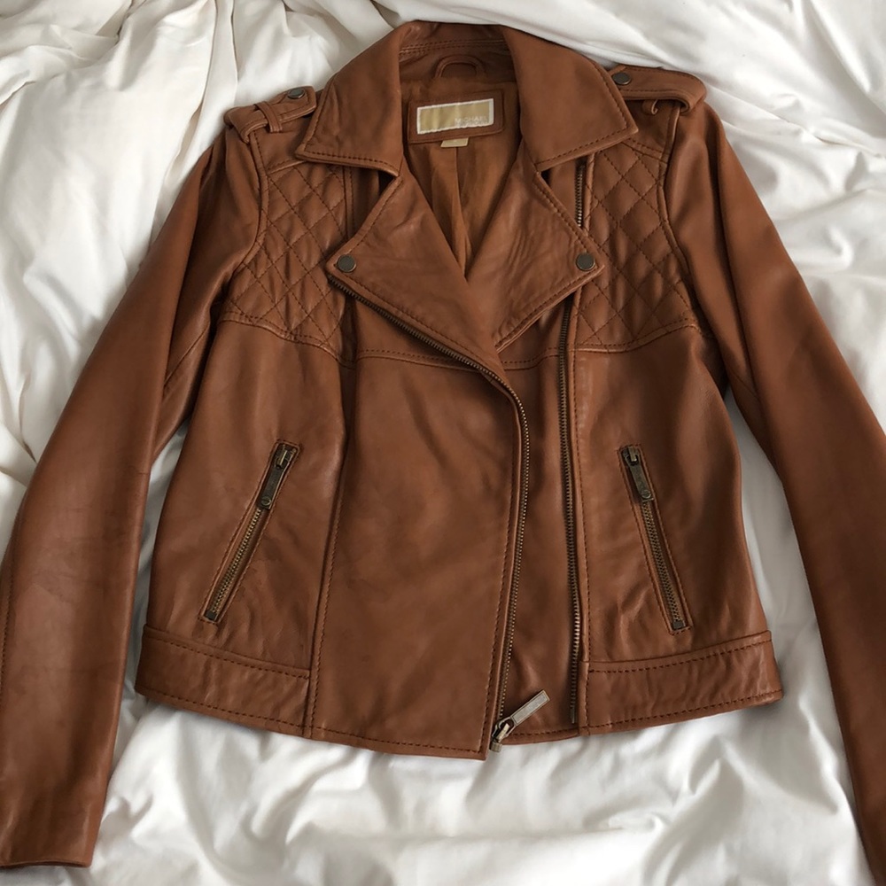 Michael Kors | brown leather jacket